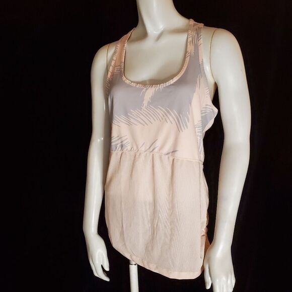 Fabletics Blush Pink & Gray Palm Print Racerback Tank Top (L) - Picture 5 of 8